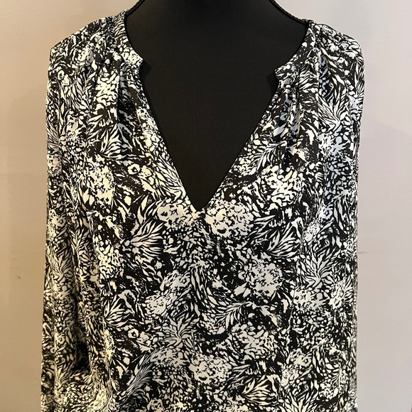 Ramy Brook Landa Floral Printed Blouson Mini Dress Small Black/White - Picture 2 of 6
